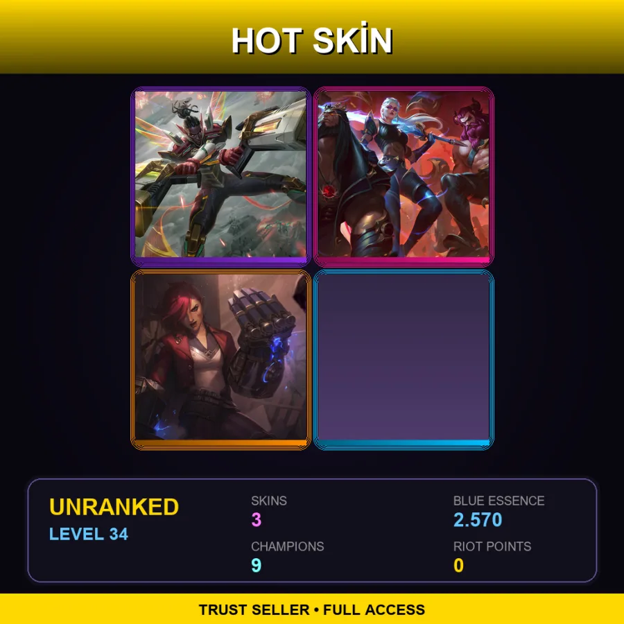 LAS | Lv34 | Unranked | 3 Skin | 9 Champ — Arcane Undercity Vi