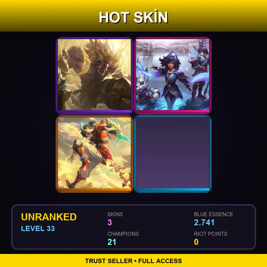 SG | Lv33 | Unranked | 3 Skin | 21 Champ