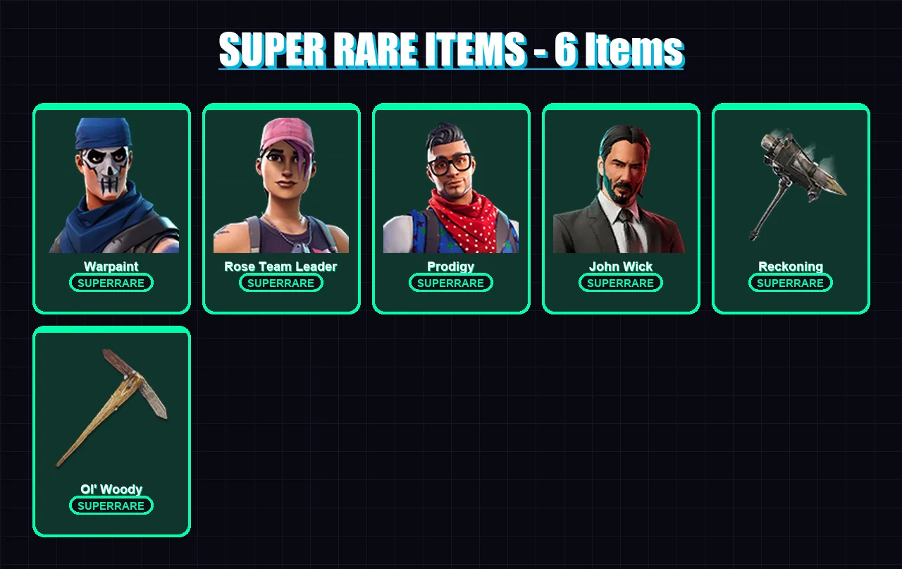 [PS4/PS5/XBOX/PC] | Warpaint | Rose Team Leader | Prodigy | John Wick | Drift | 59 skin | 42 pickaxe | 59 emote | 43 glider | Lv484