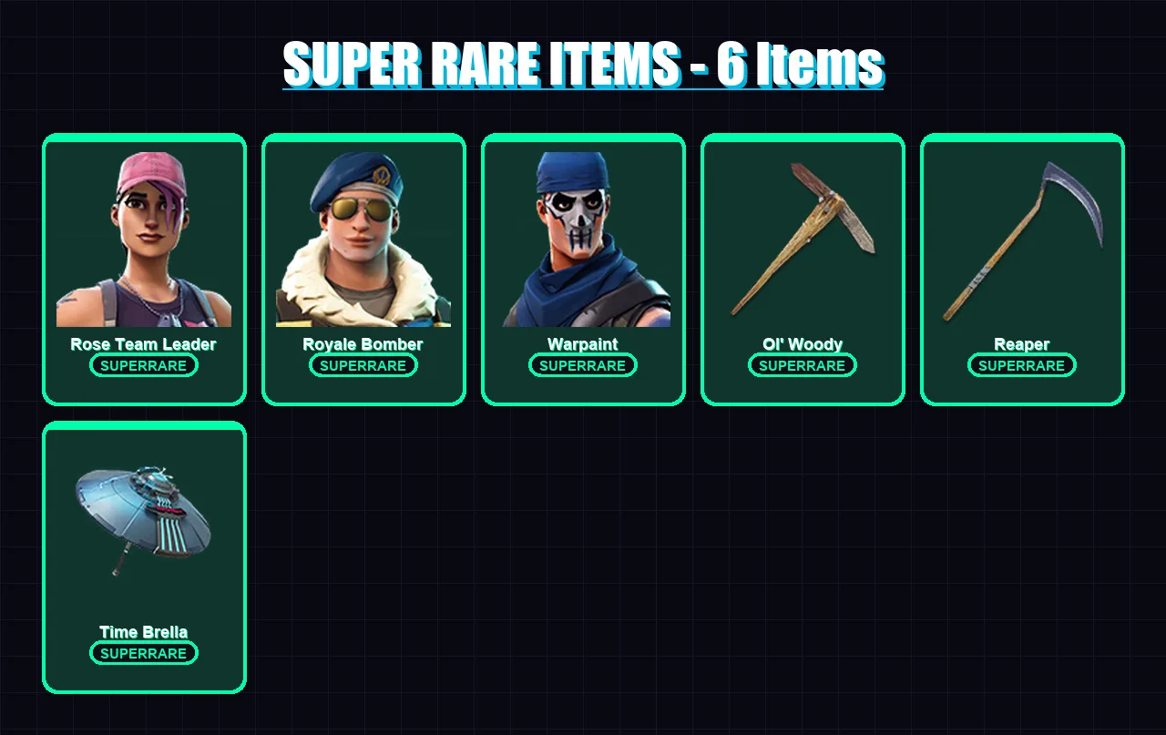 [PC/XBOX] | Rose Team Leader | Royale Bomber | Warpaint | Hybrid | Fusion | 162 skin | 250 pickaxe | 166 emote | 207 glider | Lv3393