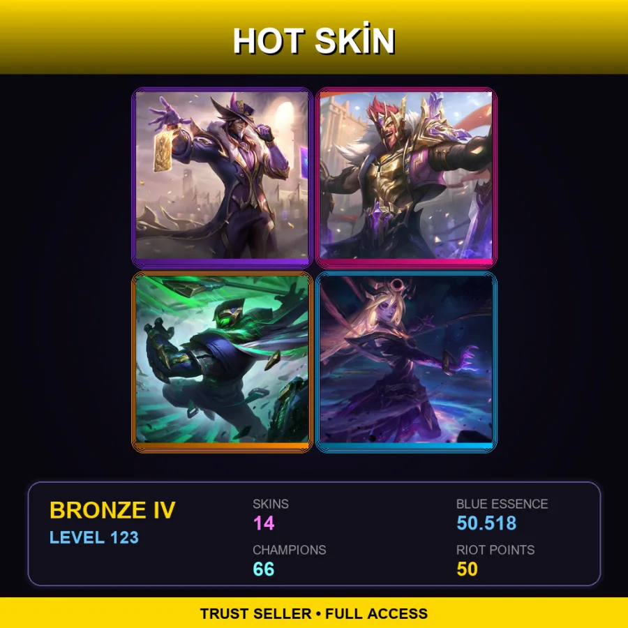 TR | Lv123 | Bronze IV | 14 Skin | 66 Champ — LoL account
