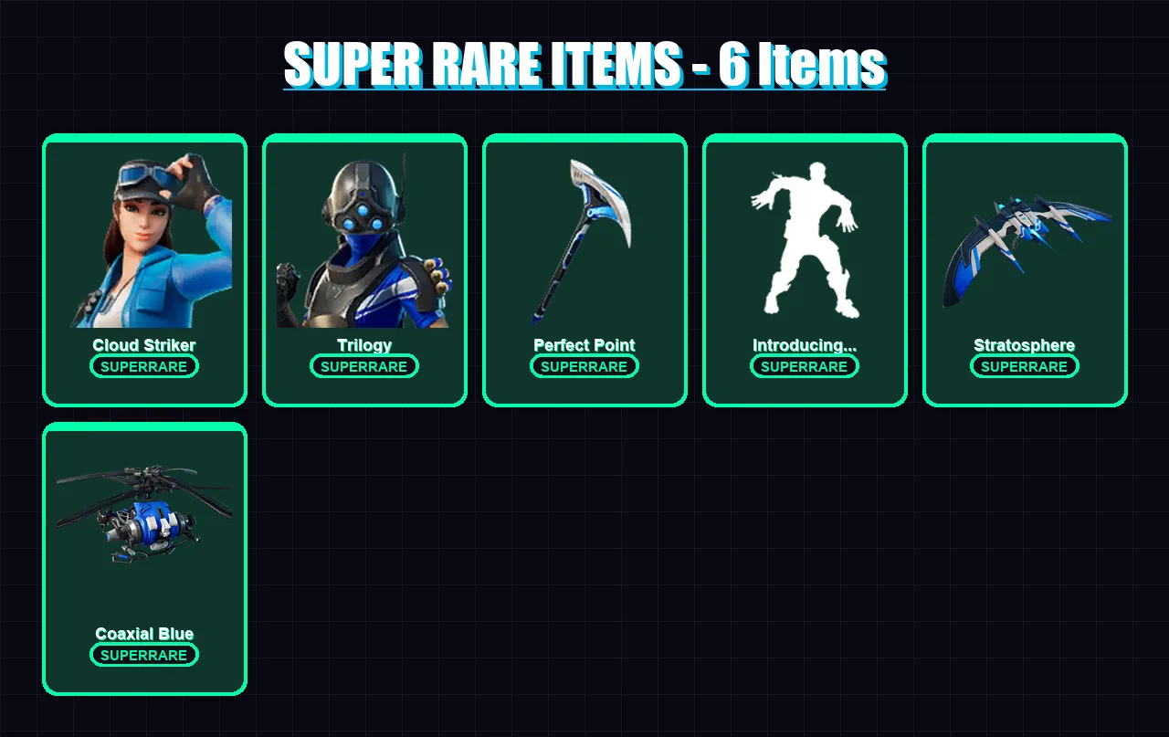 [PC/XBOX/PSN] | Cloud Striker | Trilogy | Sorana | Mandalorian | Fade | 57 skin | 64 pickaxe | 48 emote | 63 glider | Lv1095