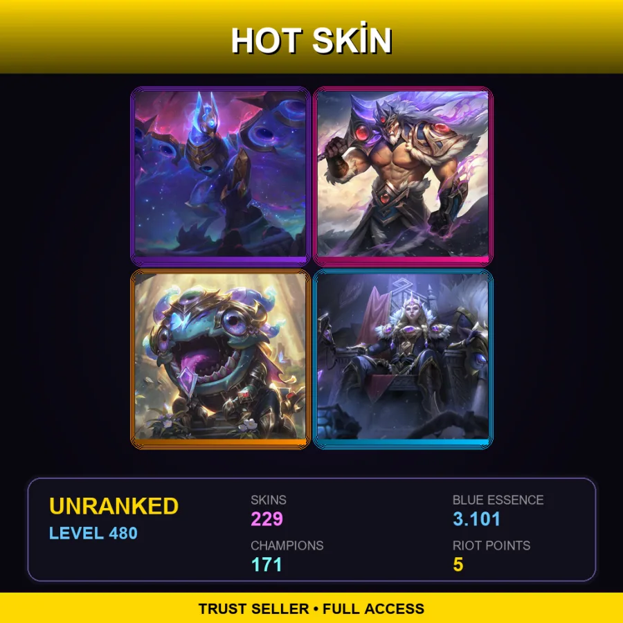BR | Lv480 | Unranked | 229 Skin | 171 Champ — LoL account