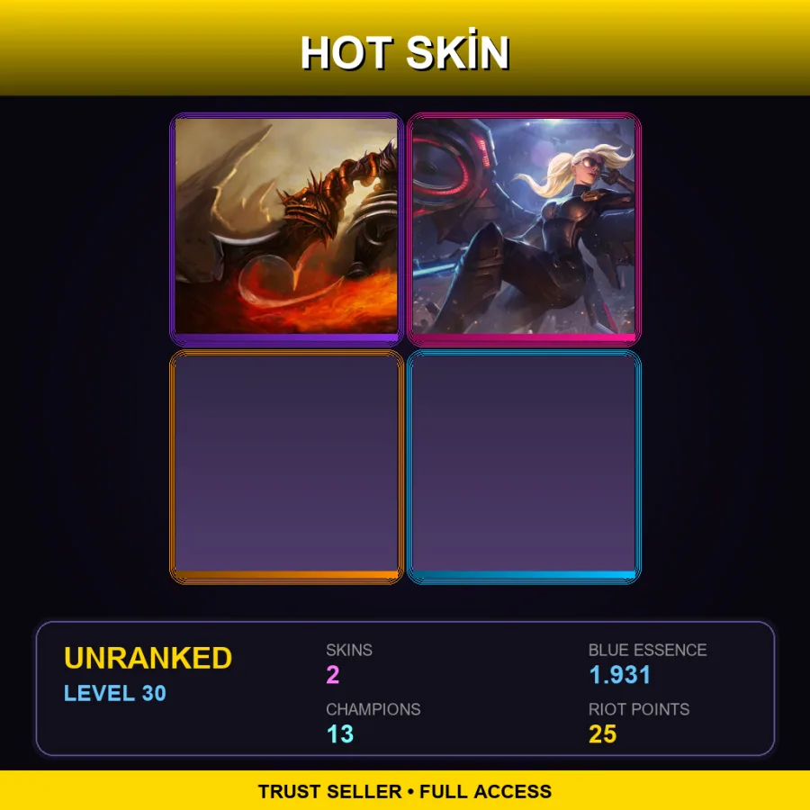 TR | Lv30 | Unranked | 2 Skin | 13 Champ — LoL account