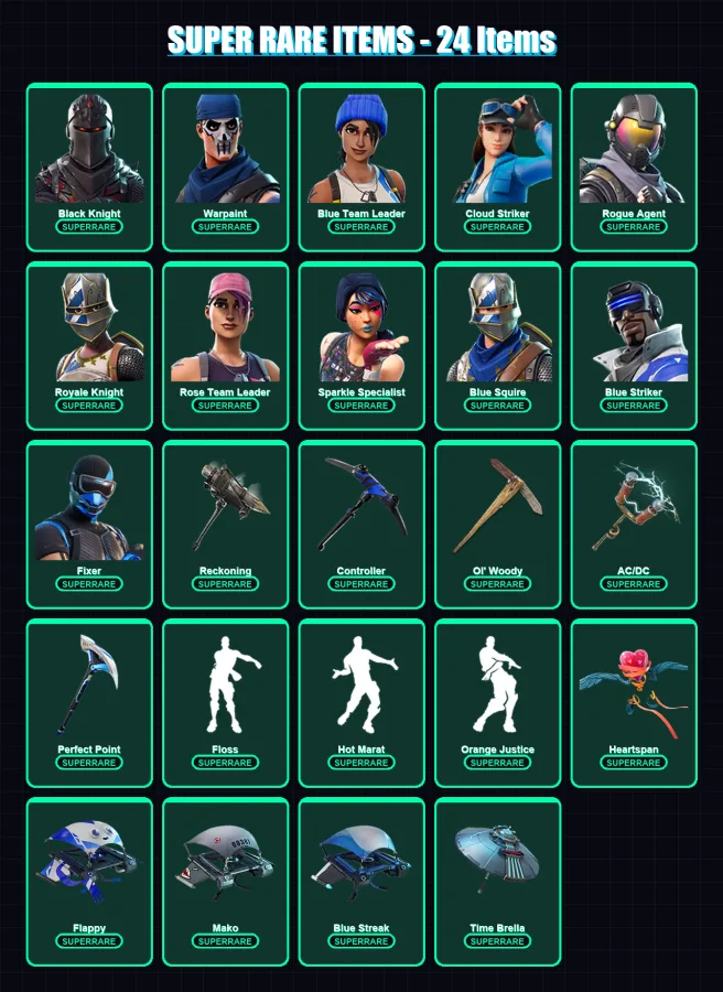 [PC/XBOX] | Black Knight | Warpaint | Blue Team Leader | Cloud Striker | Rogue Agent | 77 skin | 78 pickaxe | 73 emote | 77 glider | Lv1265