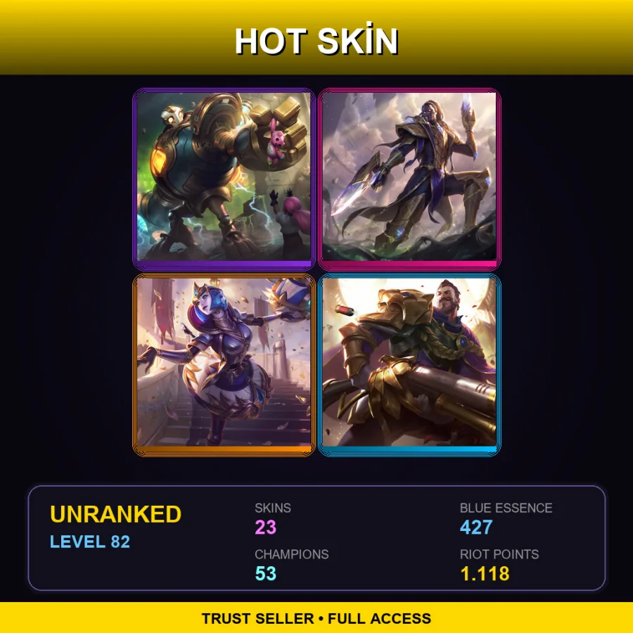 EUW | Lv82 | Unranked | 23 Skin | 53 Champ
