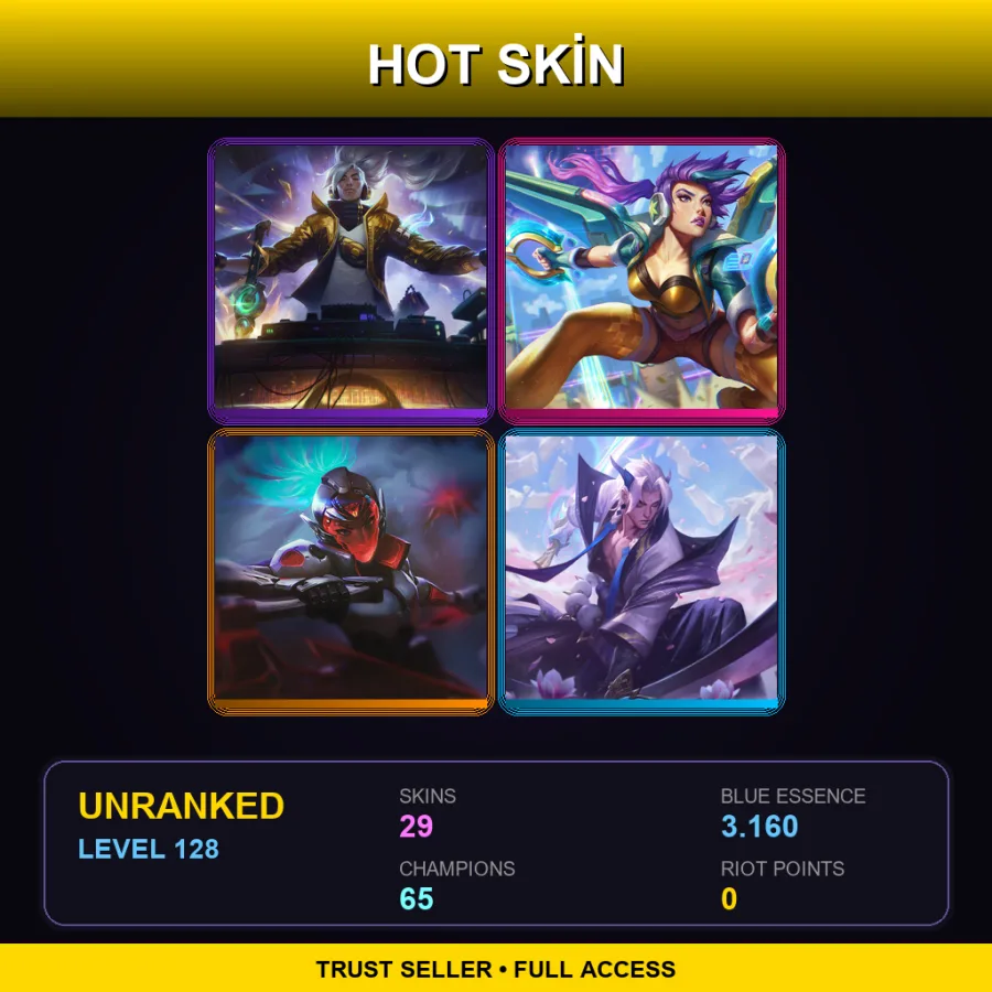 EUNE | Lv128 | Unranked | 29 Skin | 65 Champ — LoL account