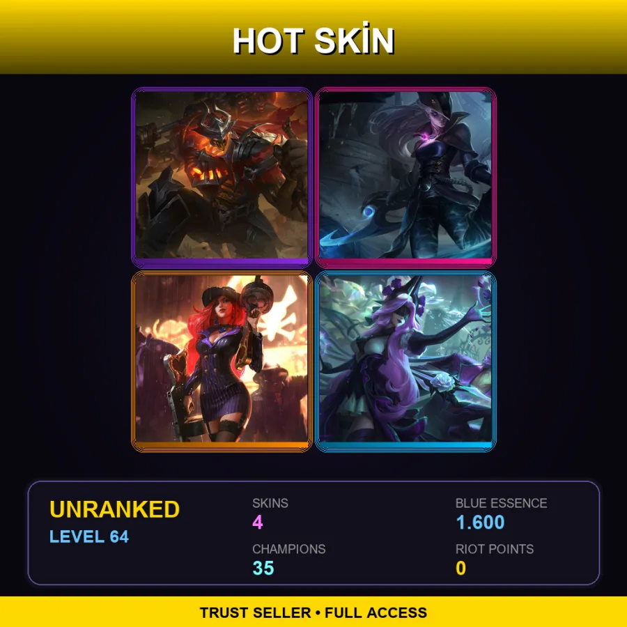 LAN | Lv64 | Unranked | 4 Skin | 35 Champ — LoL account