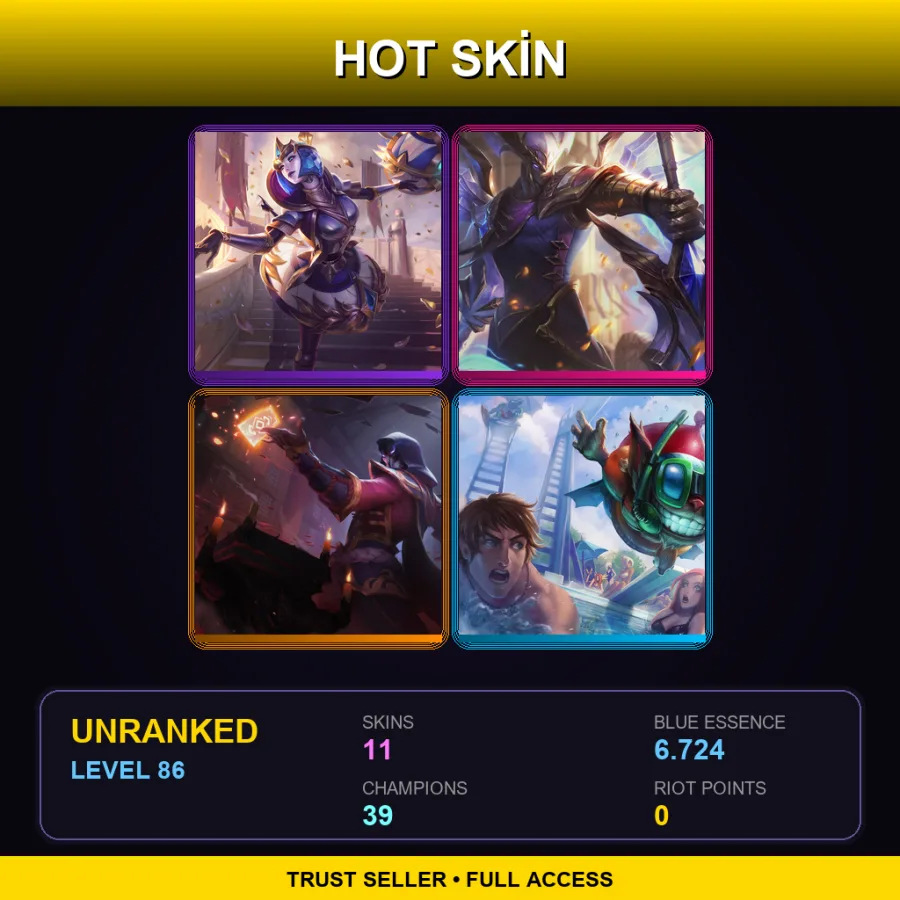 TR | Lv86 | Unranked | 11 Skin | 39 Champ — LoL account
