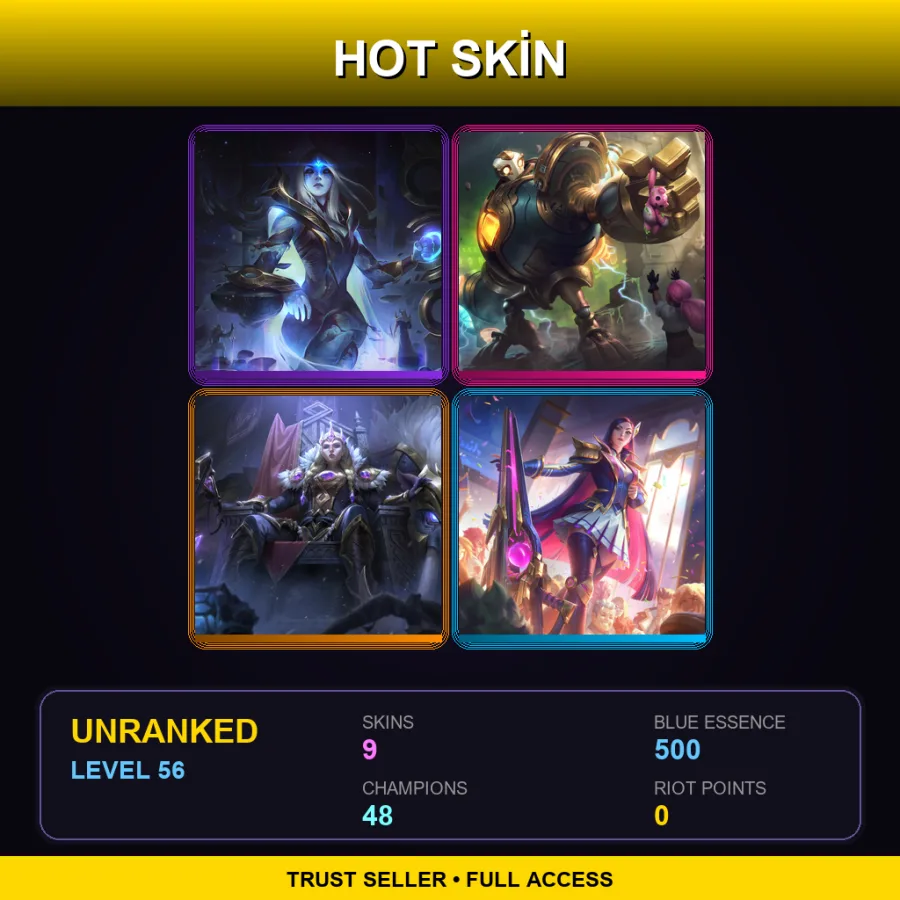 LAN | Lv56 | Unranked | 9 Skin | 48 Champ — LoL account