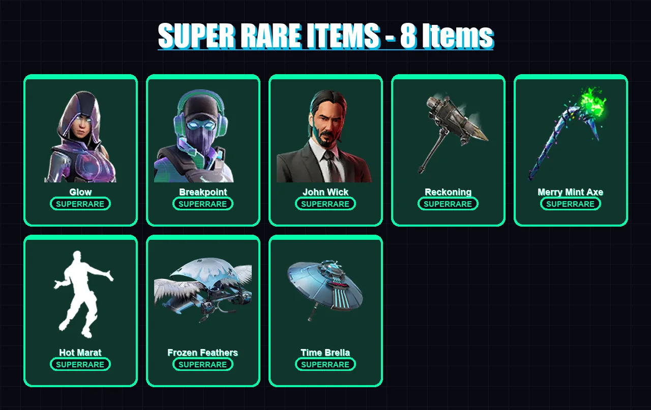 [PC/XBOX/PSN] | Glow | Breakpoint | John Wick | Zenith | Fusion | 92 skin | 83 pickaxe | 102 emote | 78 glider | Lv1090 — Fortnite account