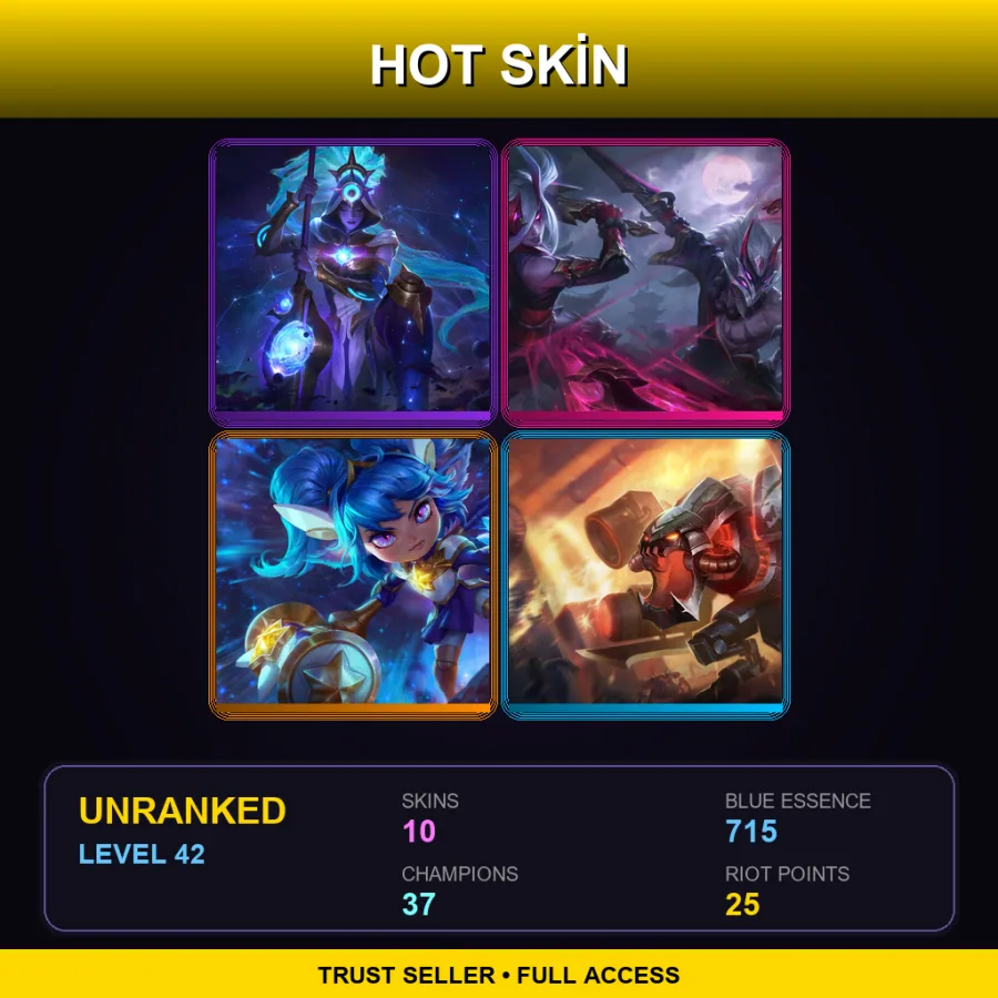 EUW | Lv42 | Unranked | 10 Skin | 37 Champ