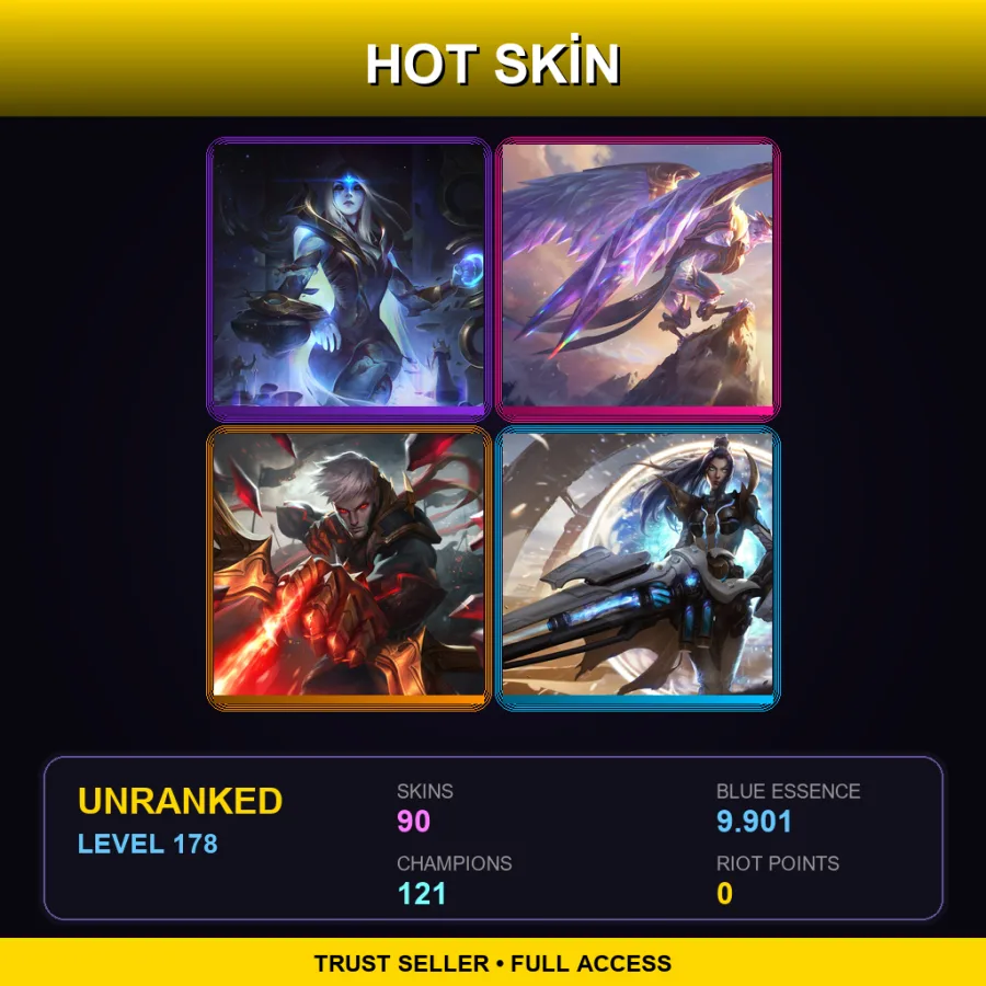 VN | Lv178 | Unranked | 90 Skin | 121 Champ — LoL account