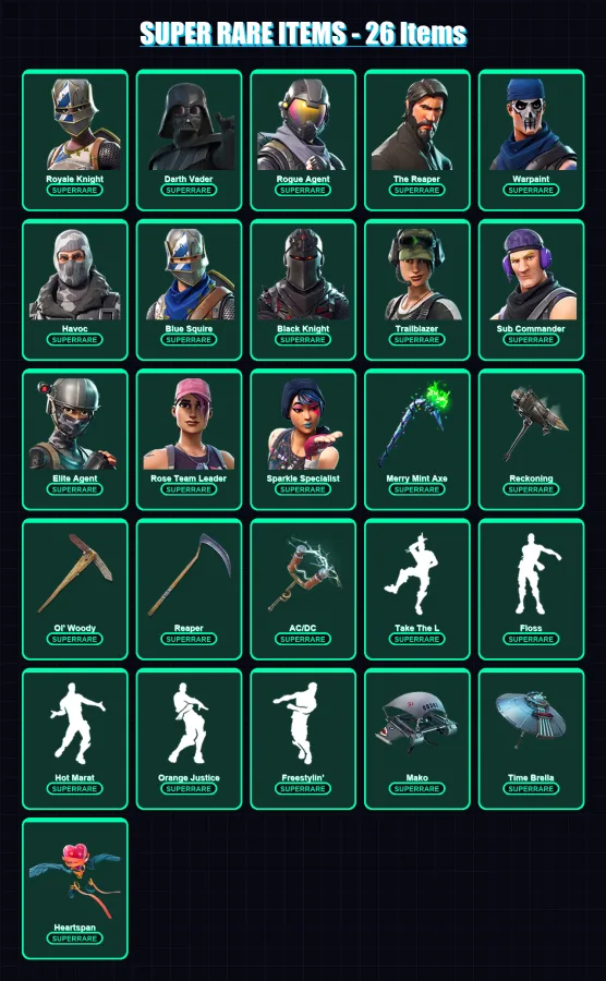 [PC/XBOX/PSN] | Royale Knight | Darth Vader | Rogue Agent | The Reaper | Warpaint | 139 skin | 114 pickaxe | 108 emote | 105 glider | Lv1562 — Fortnite account