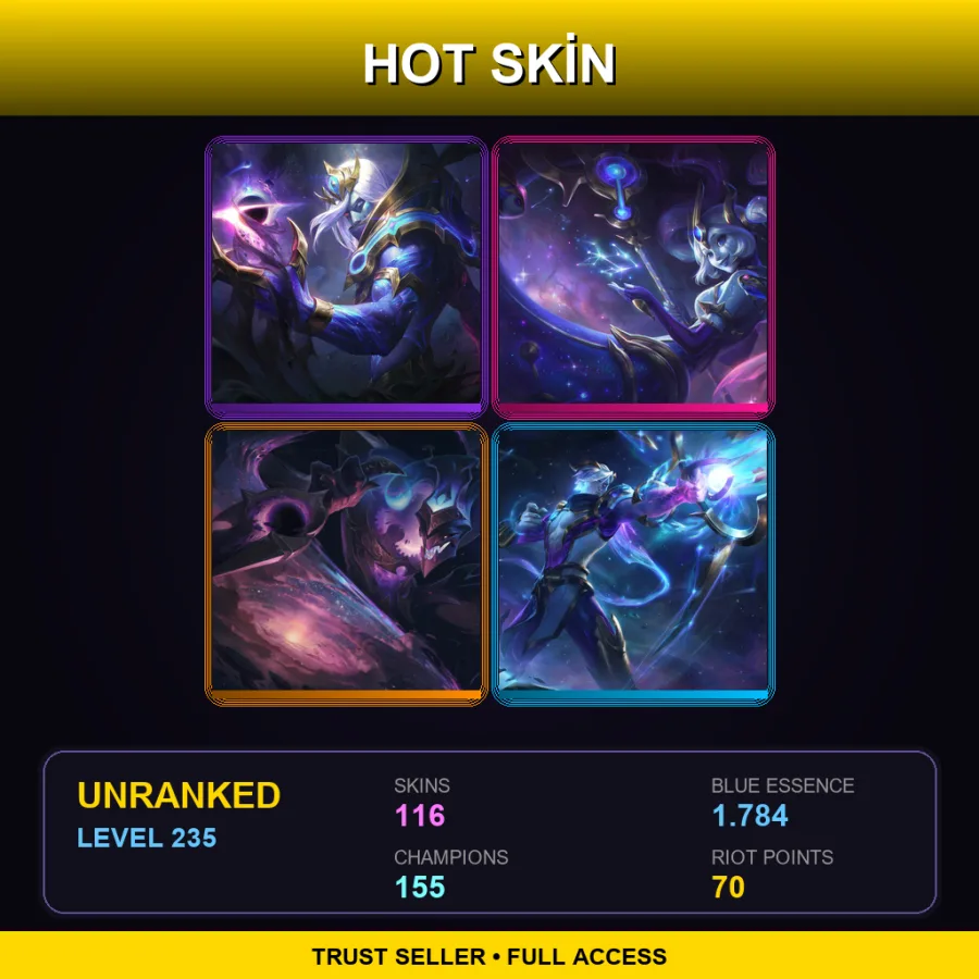 EUW | Lv235 | Unranked | 116 Skin | 155 Champ