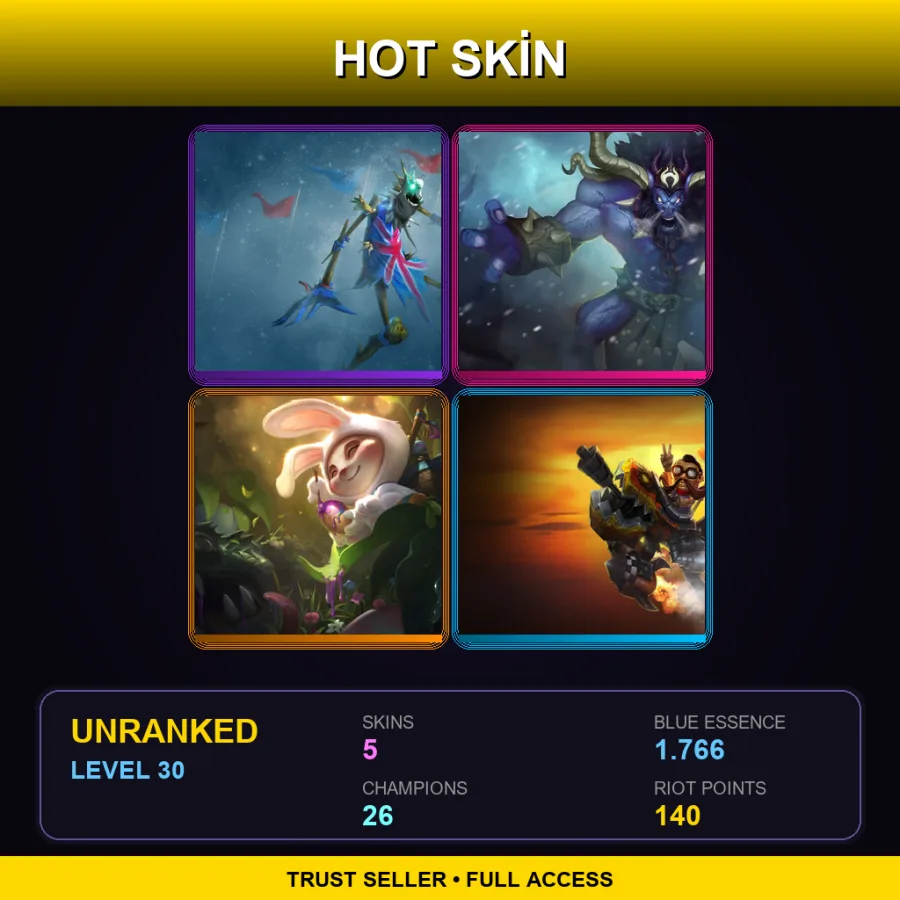 VN | Lv30 | Unranked | 5 Skin | 26 Champ