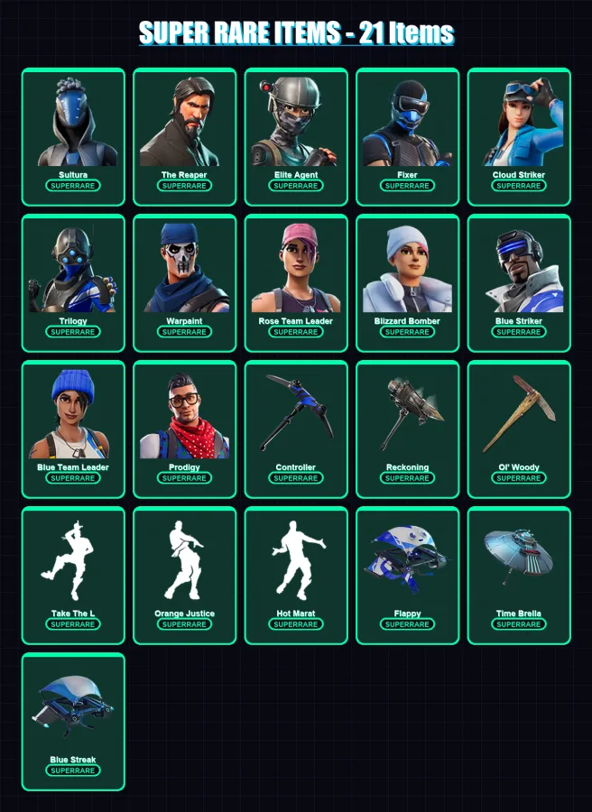 [PS4/PS5/XBOX/PC] | Sultura | The Reaper | Elite Agent | Fixer | Cloud Striker | 229 skin | 241 pickaxe | 208 emote | 219 glider | Lv3040