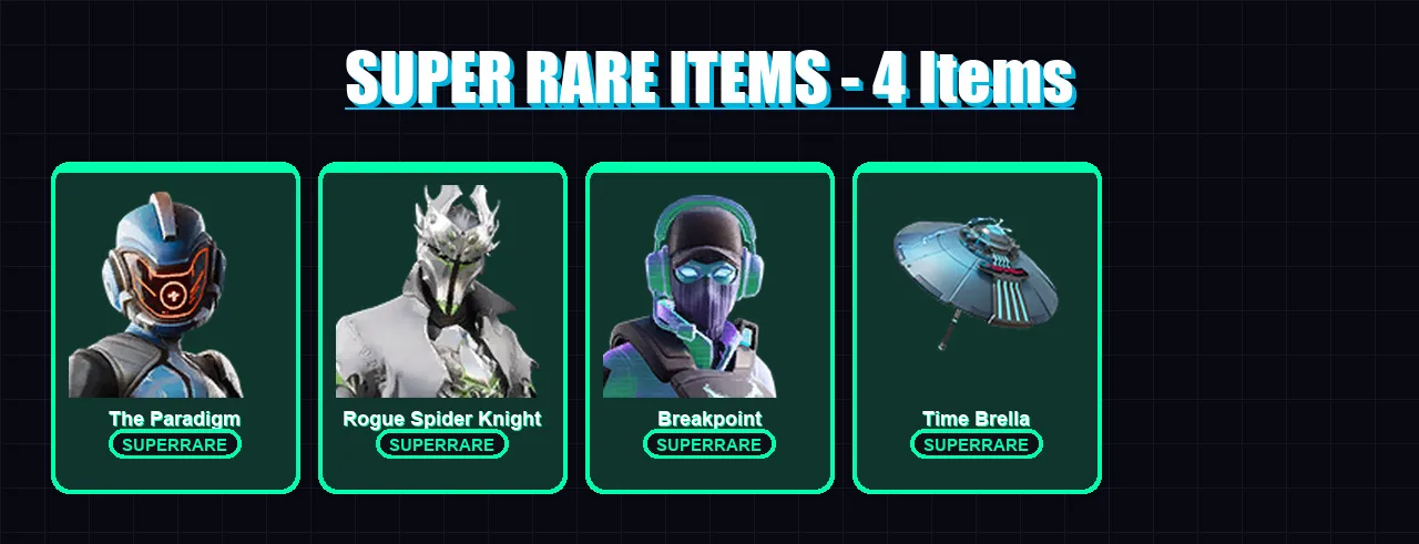 [PC/XBOX/PSN] | The Paradigm | Rogue Spider Knight | Breakpoint | Fade | Snap | 61 skin | 79 pickaxe | 69 emote | 91 glider | Lv1261 — Fortnite account