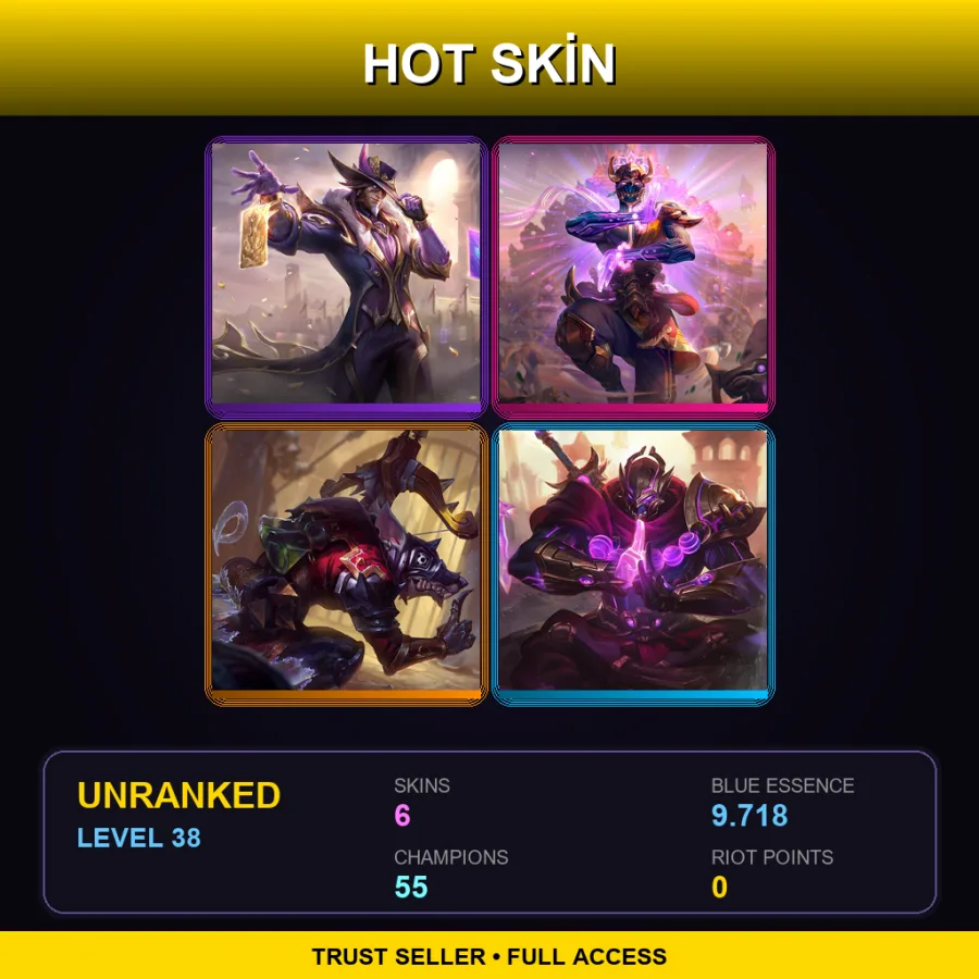 OCE | Lv38 | Unranked | 6 Skin | 55 Champ