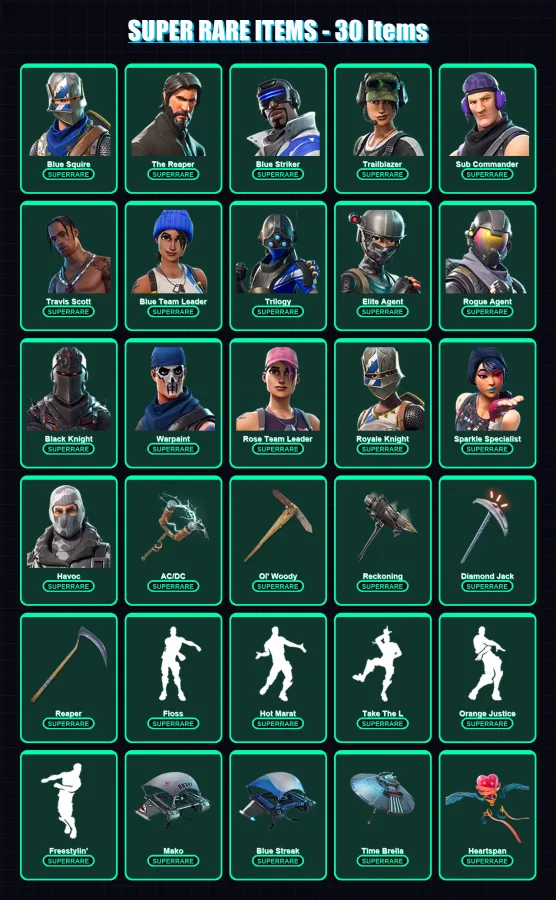 [PS4/PS5/XBOX/PC] | Blue Squire | The Reaper | Blue Striker | Trailblazer | Sub Commander | 127 skin | 107 pickaxe | 148 emote | 108 glider | Lv1459