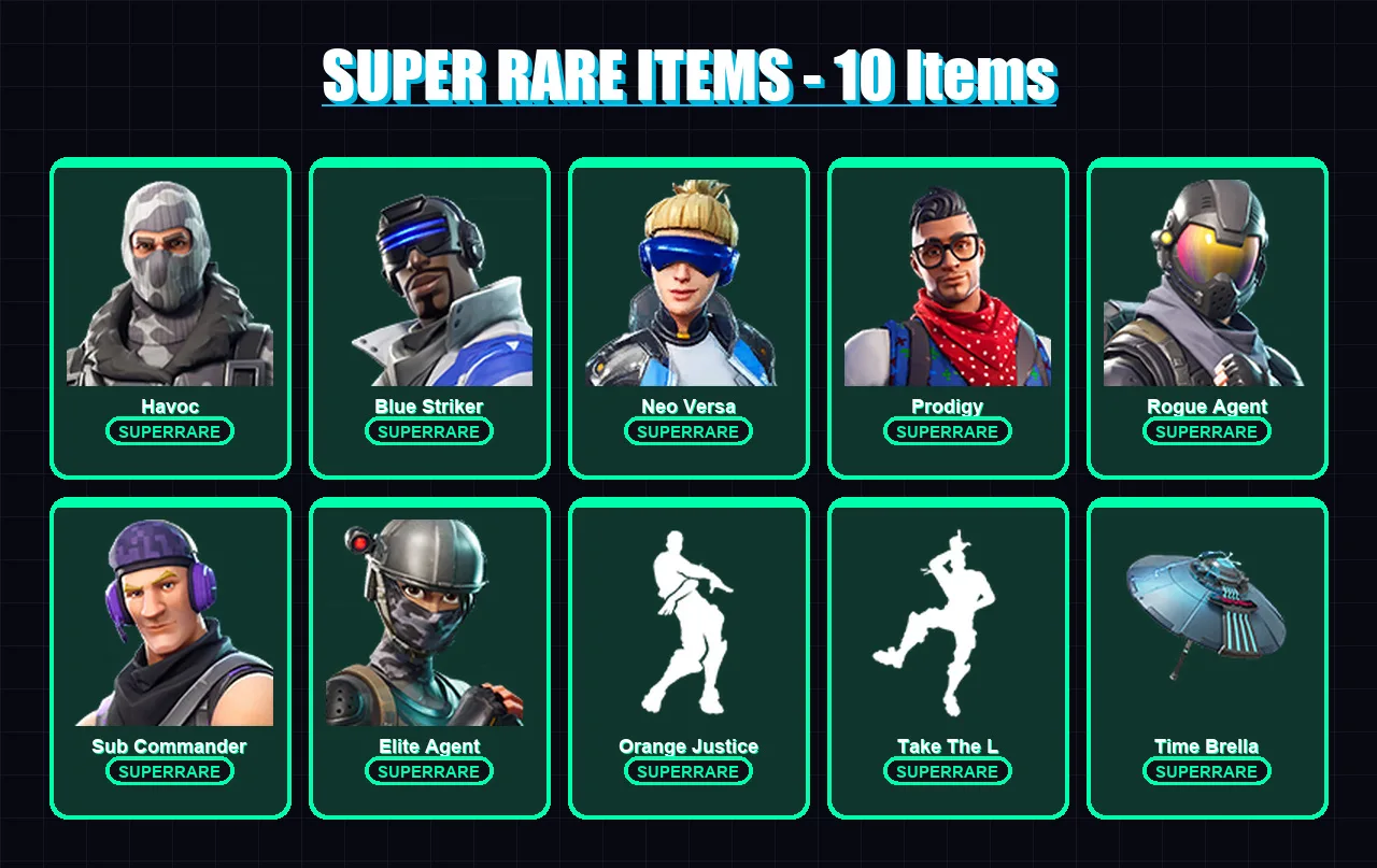 [PC/XBOX] | Havoc | Blue Striker | Neo Versa | Prodigy | Rogue Agent | 21 skin | 21 pickaxe | 31 emote | 28 glider | Lv445