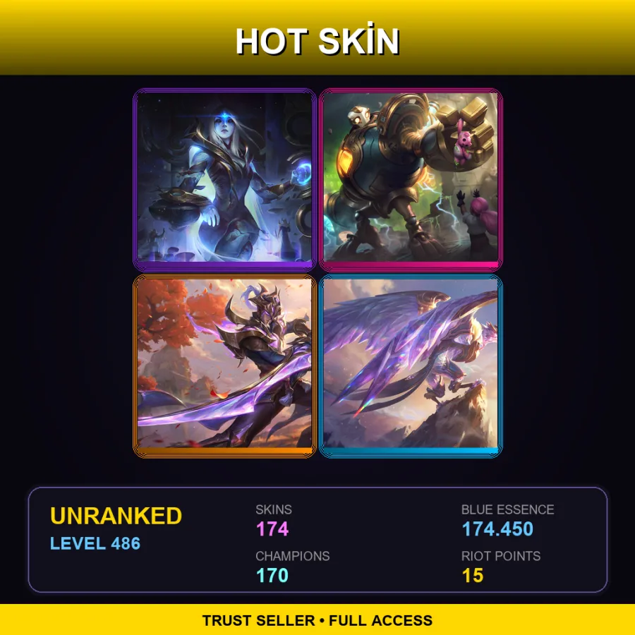 RU | Lv486 | Unranked | 174 Skin | 170 Champ — LoL account