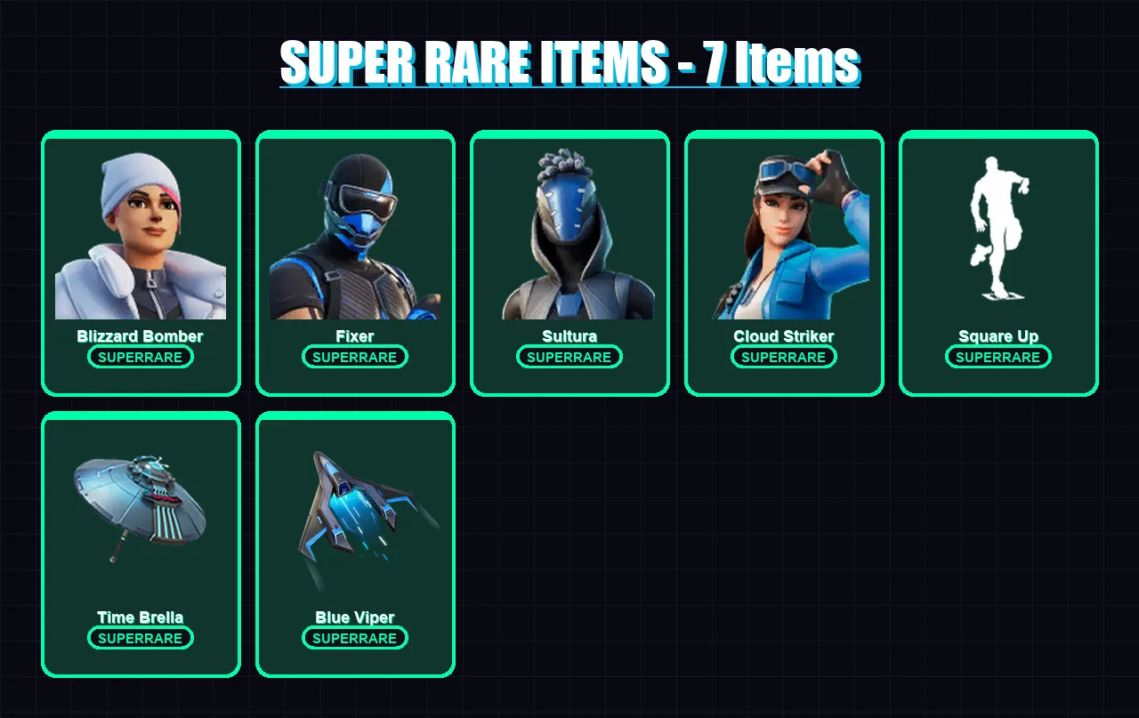 [PS4/PS5/XBOX/PC] | Blizzard Bomber | Fixer | Sultura | Cloud Striker | Eternal Knight | 79 skin | 114 pickaxe | 78 emote | 104 glider | Lv1700