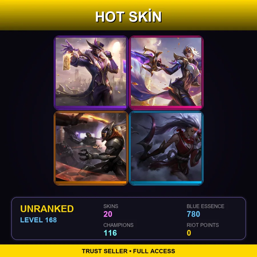 TR | Lv168 | Unranked | 20 Skin | 116 Champ