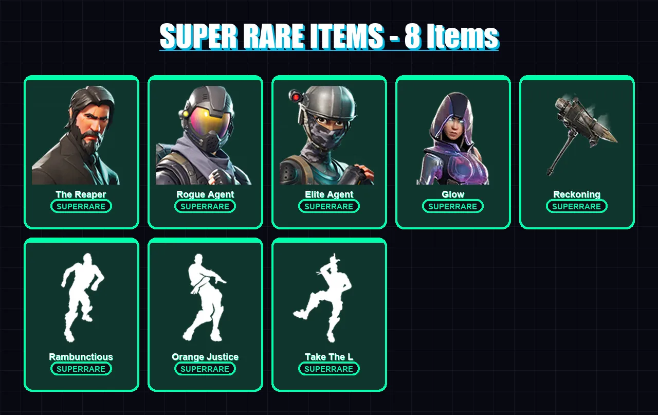 [PS4/PS5/PC] | The Reaper | Rogue Agent | Elite Agent | Glow | Son Goku | 130 skin | 108 pickaxe | 136 emote | 85 glider | Lv792 — Fortnite account