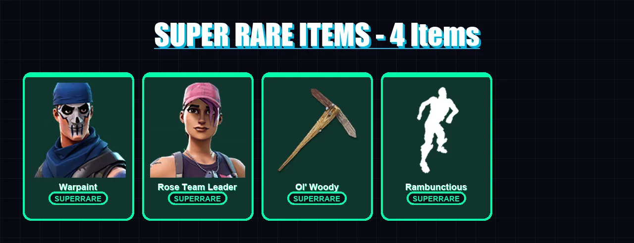 [PC/XBOX/PSN] | Warpaint | Rose Team Leader | Shanta | Wingman | Polar Peely | 7 skin | 13 pickaxe | 11 emote | 11 glider | Lv99