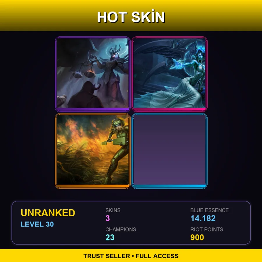 LAS | Lv30 | Unranked | 3 Skin | 23 Champ — LoL account