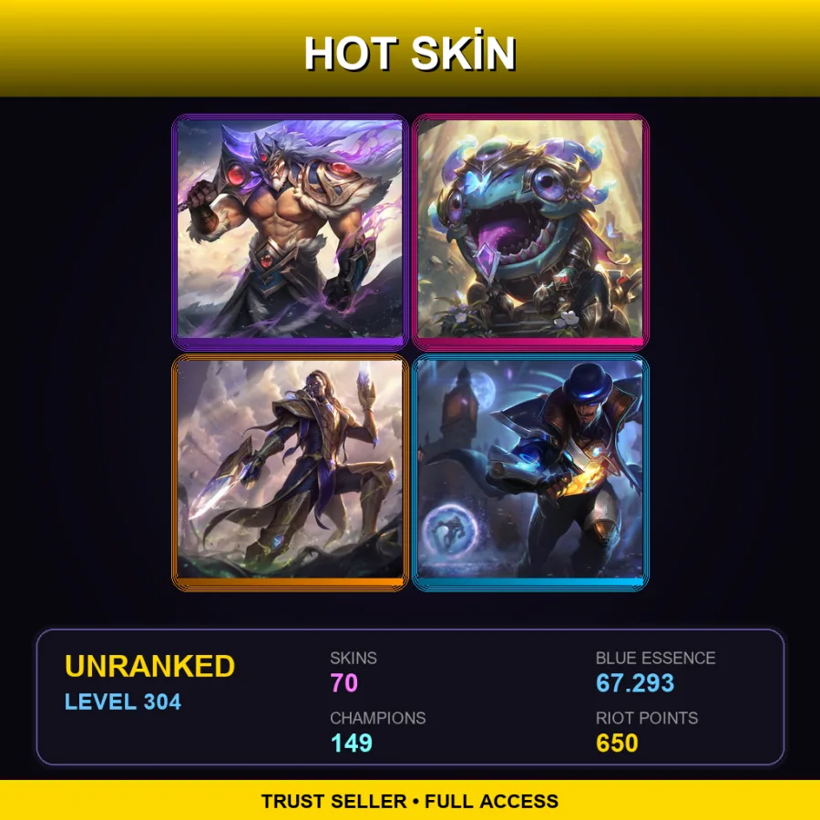 NA | Lv304 | Unranked | 70 Skin | 149 Champ — Steel Legion Garen