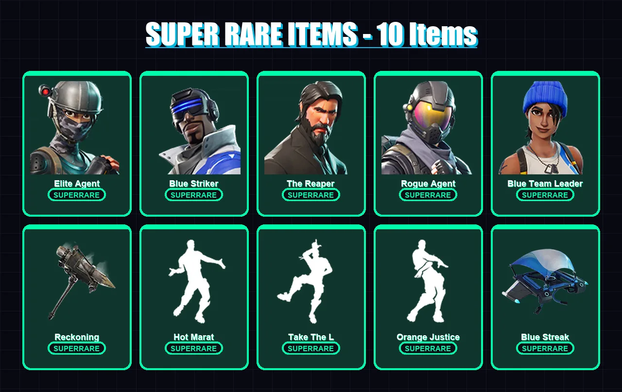 [PC/XBOX] | Elite Agent | Blue Striker | The Reaper | Rogue Agent | Blue Team Leader | 66 skin | 28 pickaxe | 46 emote | 35 glider | Lv512