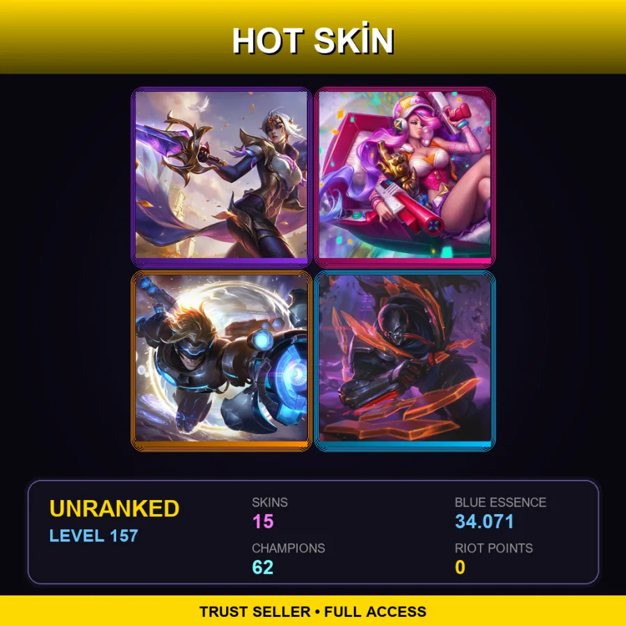 LAN | Lv157 | Unranked | 15 Skin | 62 Champ