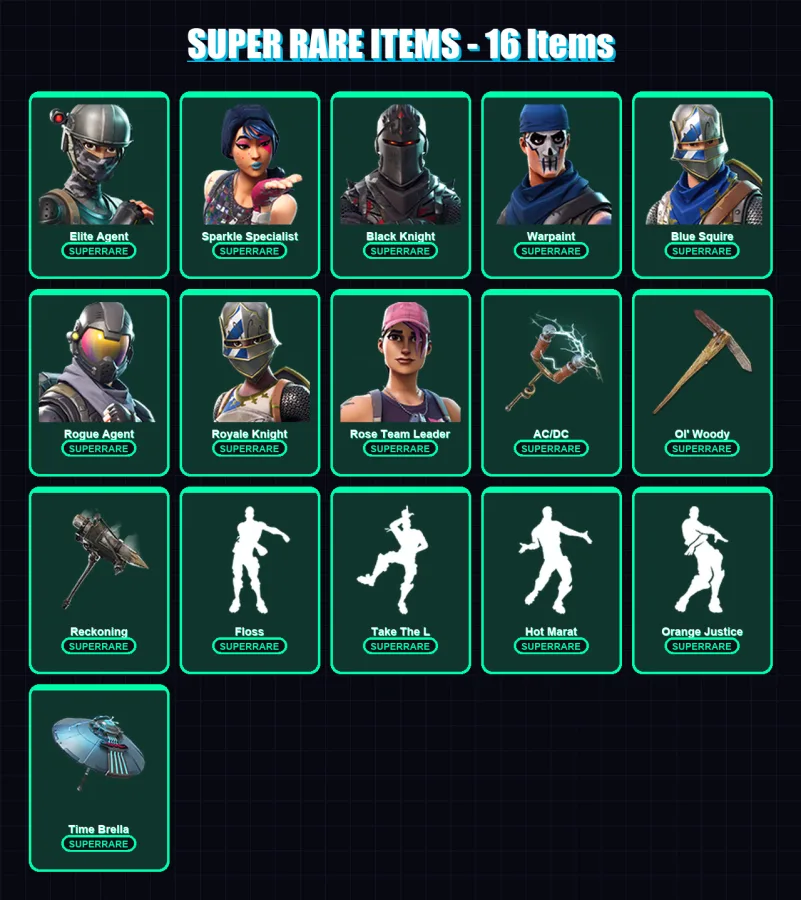 [PC/XBOX/PSN] | Elite Agent | Sparkle Specialist | Black Knight | Warpaint | Blue Squire | 43 skin | 36 pickaxe | 62 emote | 35 glider | Lv410