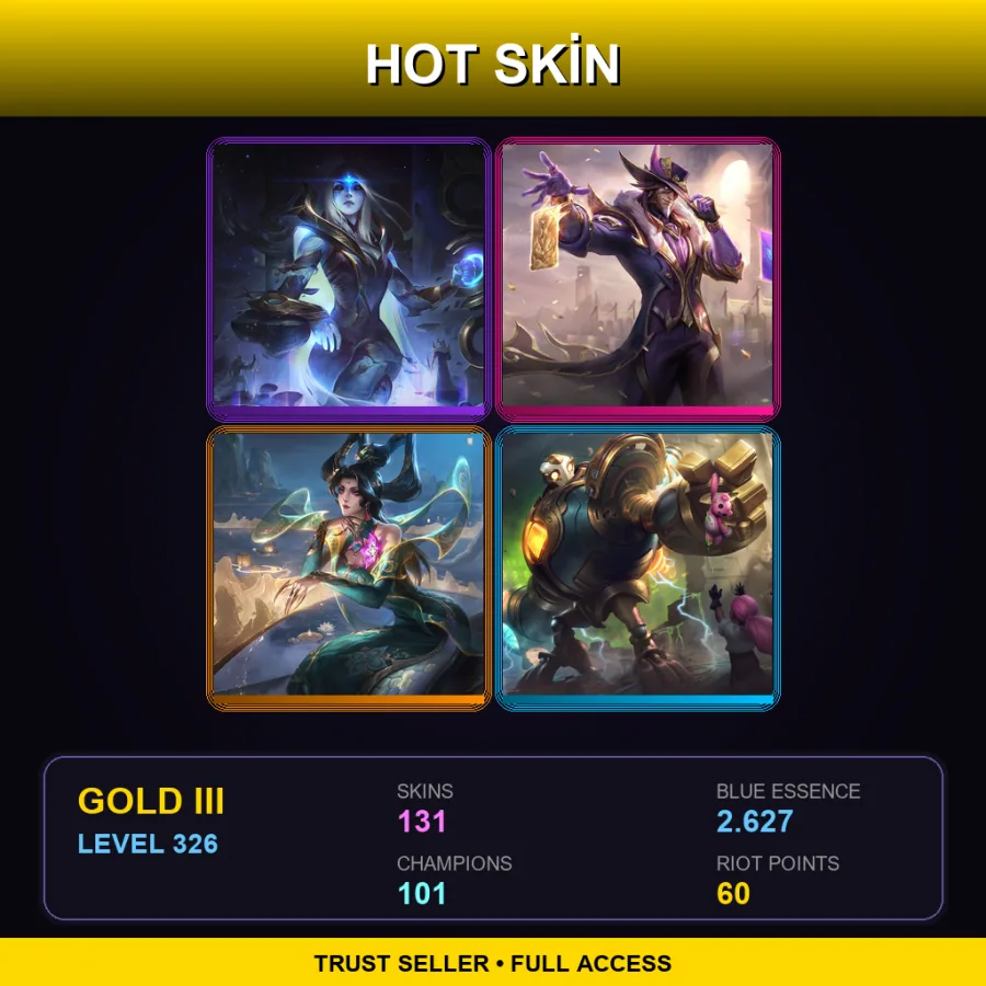 LAN | Lv326 | Gold III | 131 Skin | 101 Champ