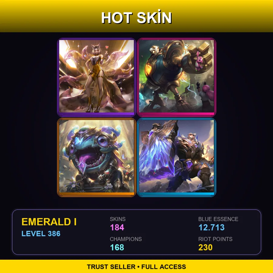 LAN | Lv386 | Emerald I | 184 Skin | 168 Champ