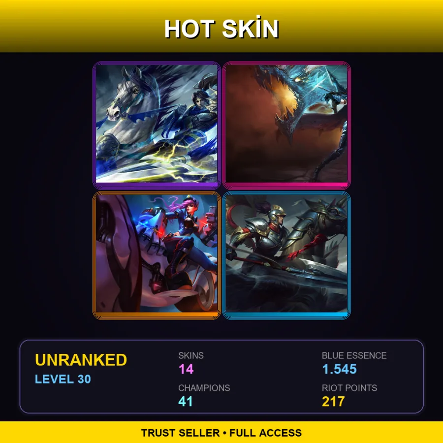 EUNE | Lv30 | Unranked | 14 Skin | 41 Champ — LoL account