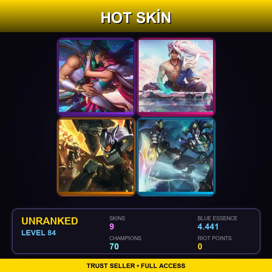 BR | Lv84 | Unranked | 9 Skin | 70 Champ — LoL account