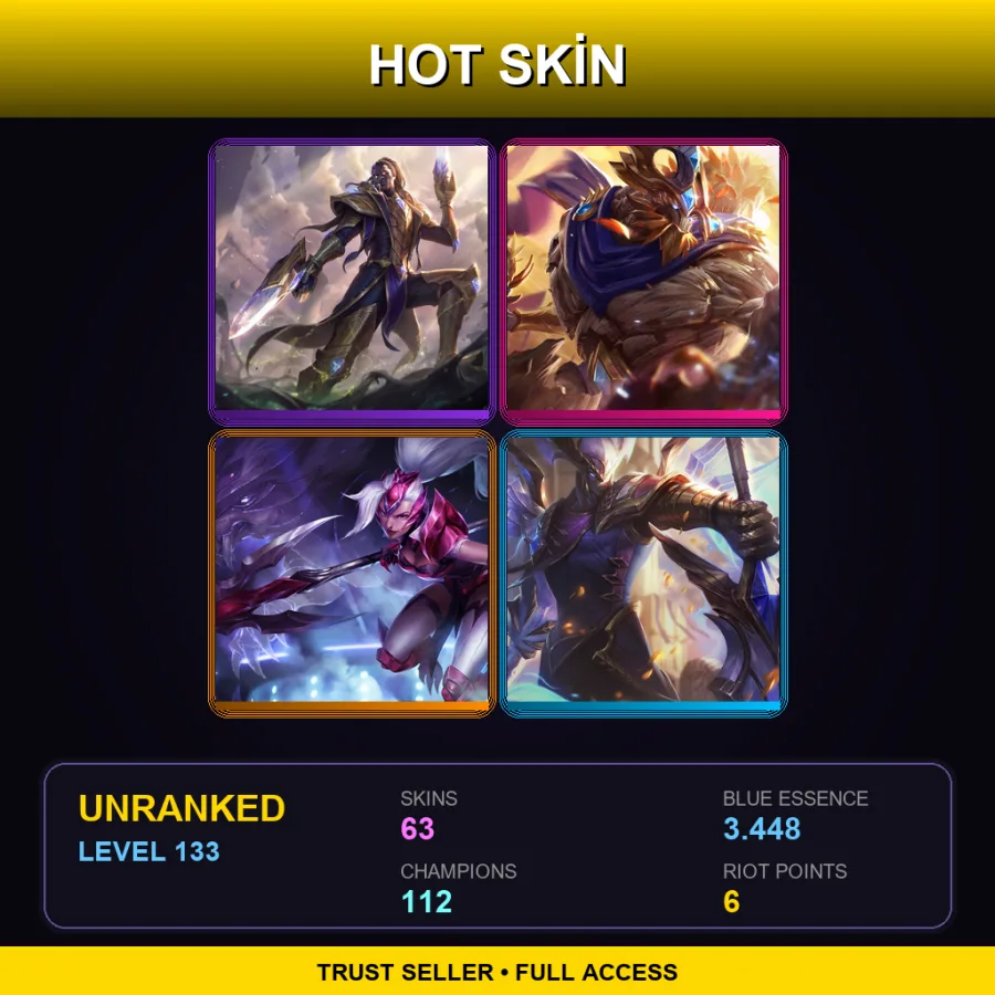 SG | Lv133 | Unranked | 63 Skin | 112 Champ with Varus