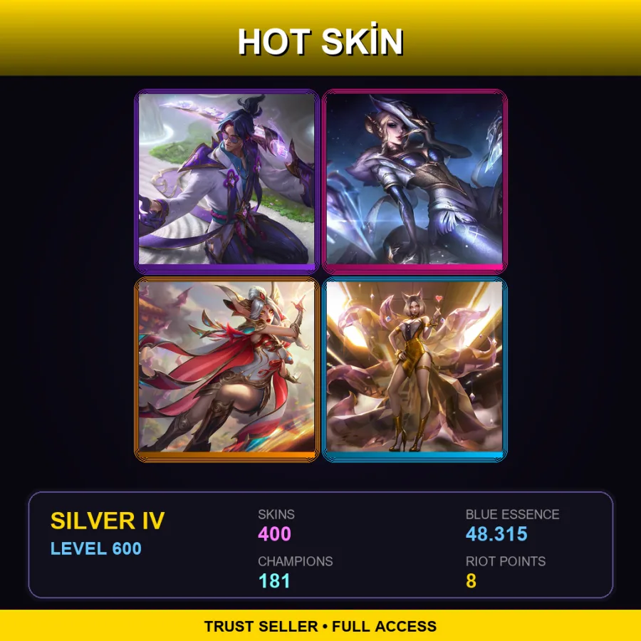NA | Lv600 | Silver IV | 400 Skin | 181 Champ — LoL account