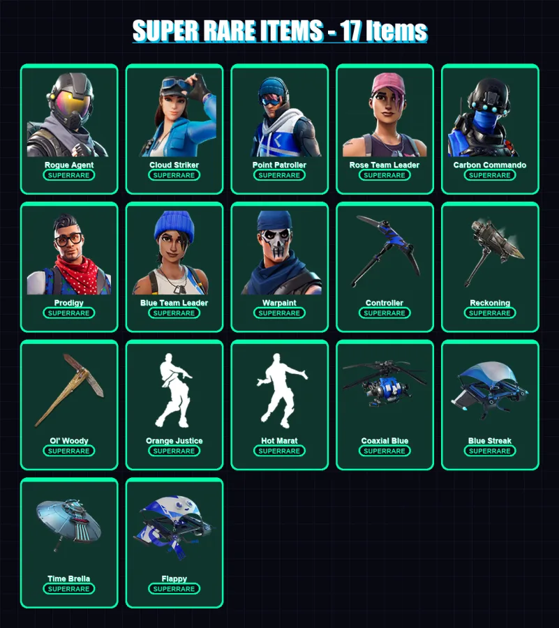 [PS4/PS5/XBOX/PC] | Rogue Agent | Cloud Striker | Point Patroller | 82 skin | Lv1075 — Fortnite account