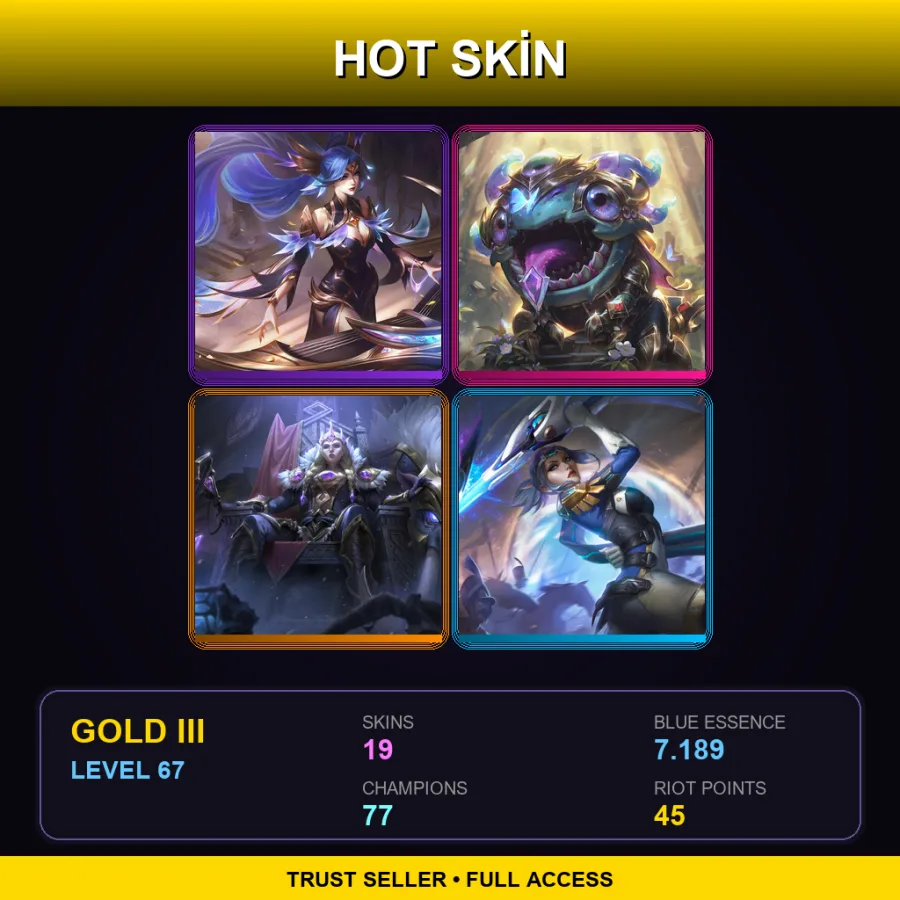 LAS | Lv67 | Gold III | 19 Skin | 77 Champ