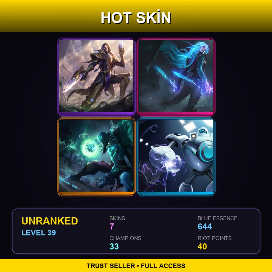 LAS | Lv39 | Unranked | 7 Skin | 33 Champ — LoL account