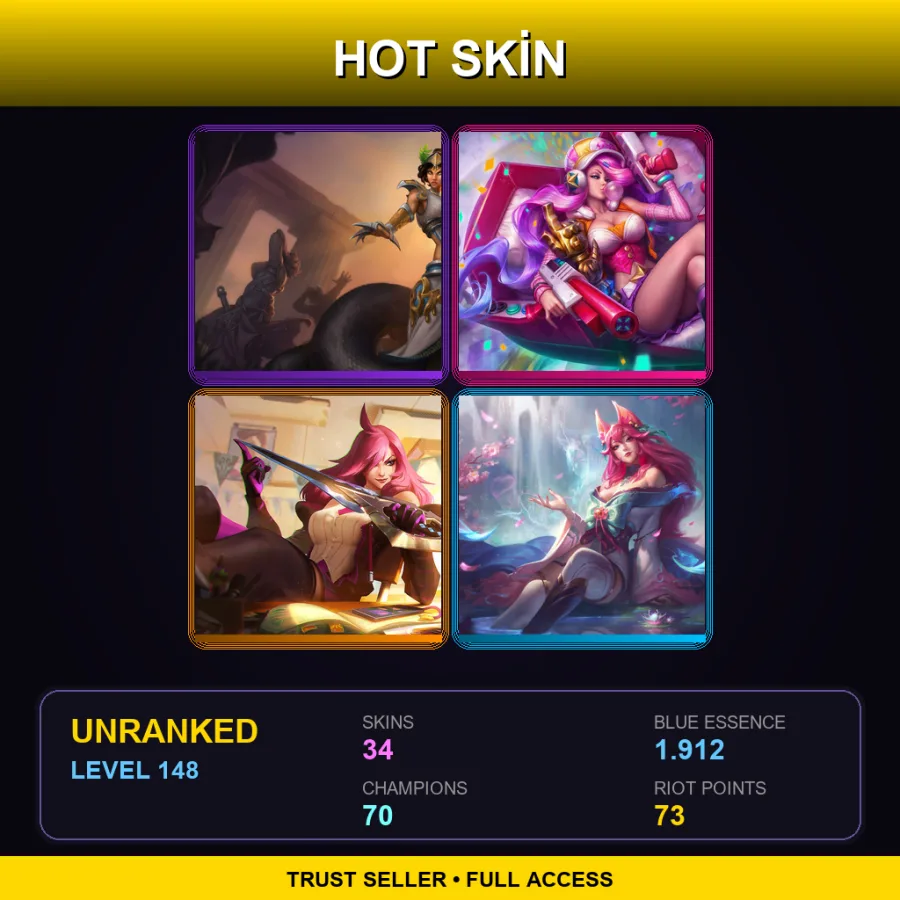 TR | Lv148 | Unranked | 34 Skin | 70 Champ