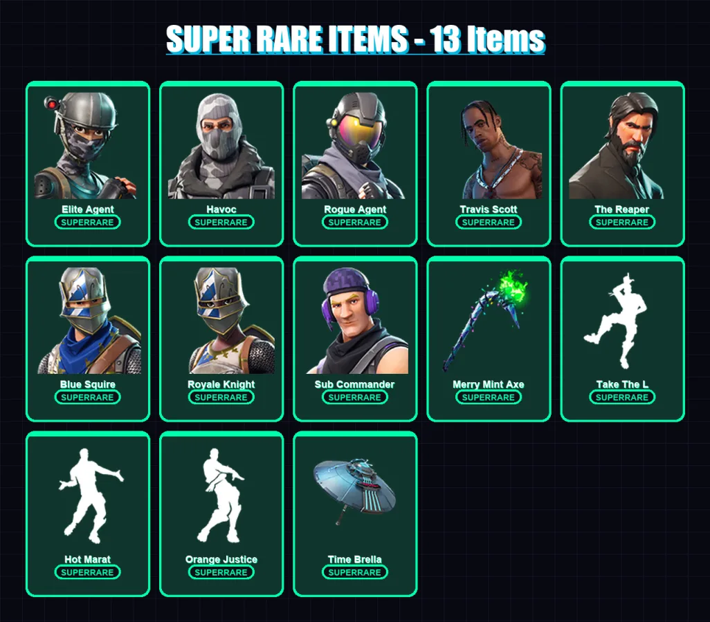 [PC/XBOX/PSN] | Elite Agent | Havoc | Rogue Agent | Travis Scott | The Reaper | 91 skin | 90 pickaxe | 76 emote | 83 glider | Lv1346 — Fortnite account