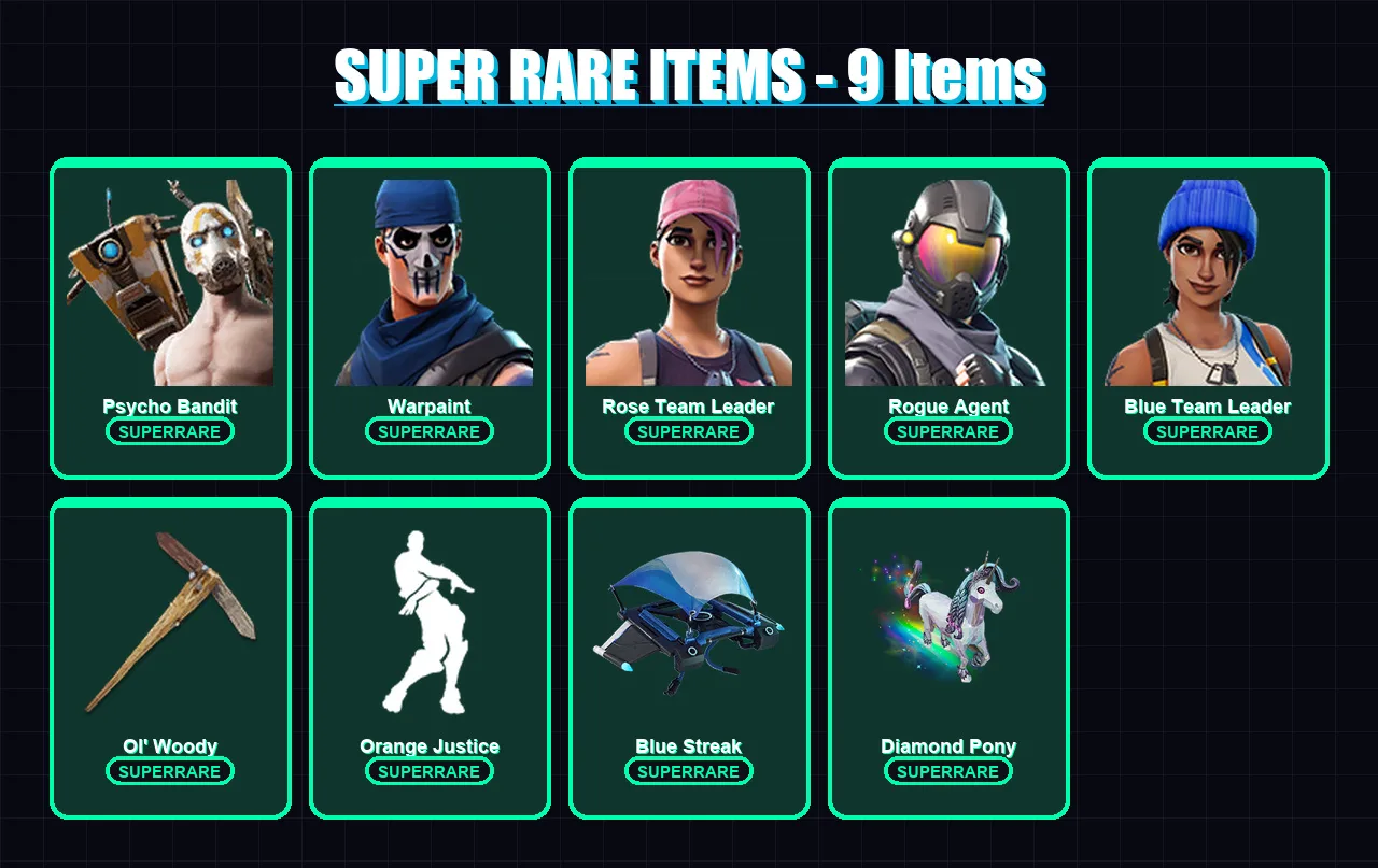 [PC/XBOX/PSN] | Psycho Bandit | Warpaint | Rose Team Leader | Rogue Agent | Blue Team Leader | 19 skin | 48 pickaxe | 25 emote | 32 glider | Lv276