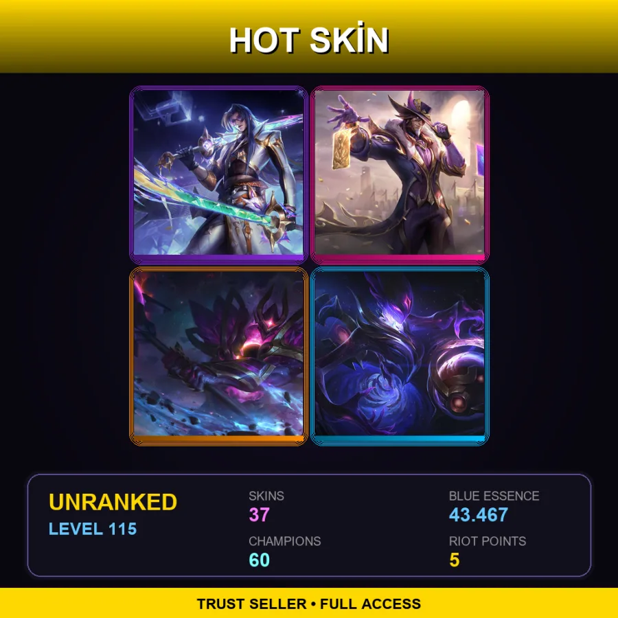 EUW | Lv115 | Unranked | 37 Skin | 60 Champ