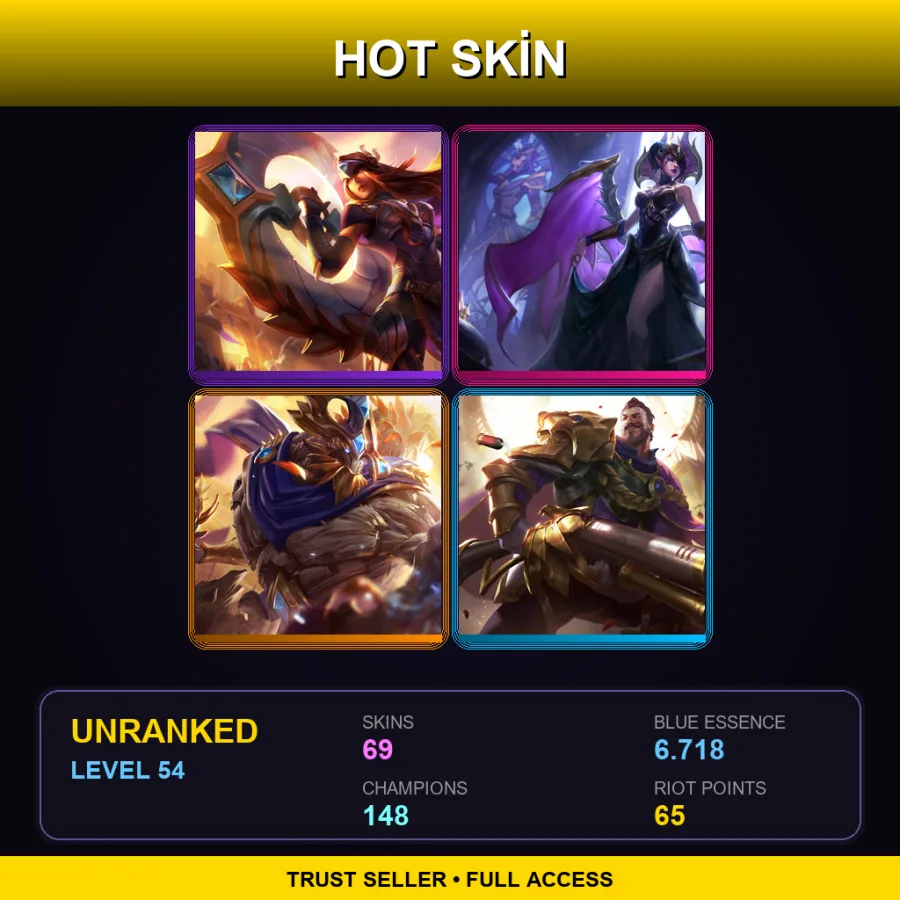 TR | Lv54 | Unranked | 69 Skin | 148 Champ
