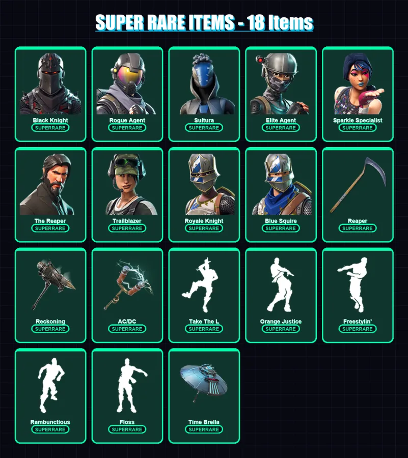 [PC] | Black Knight | Rogue Agent | Sultura | Elite Agent | Sparkle Specialist | 122 skin | 90 pickaxe | 120 emote | 71 glider | Lv818